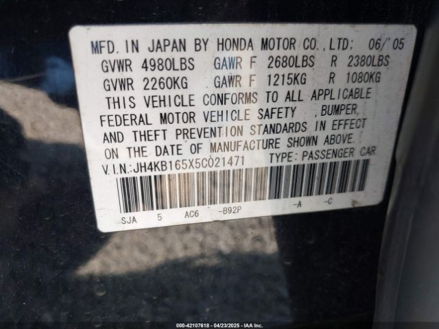 2005 ACURA RL JH4KB165X5C021471 Photo 8