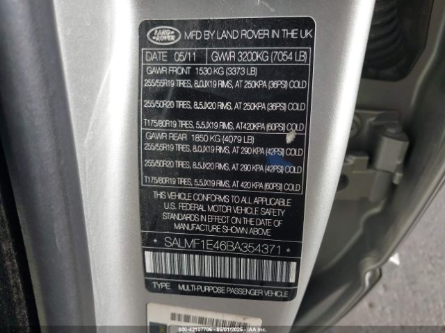 2011 LAND ROVER RANGE ROVER SALMF1E46BA354371 Photo 8