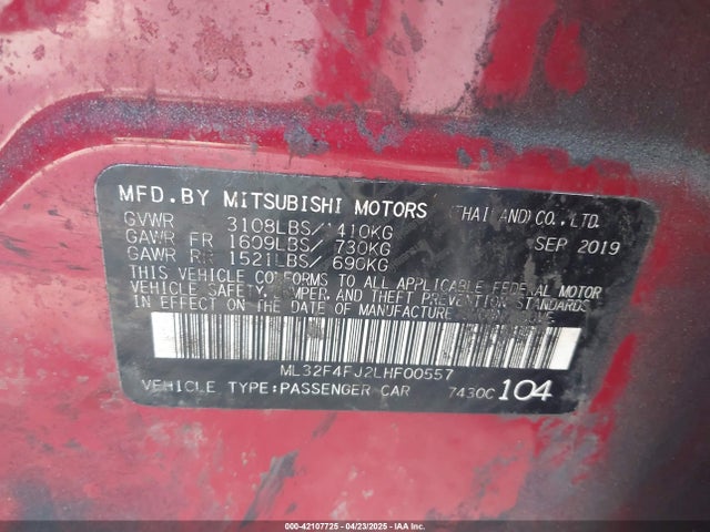 ML32F4FJ2LHF00557 Mitsubishi Mirage G4 Le