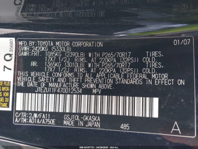 2007 TOYOTA FJ CRUISER JTEZU11F470012534 Photo 8