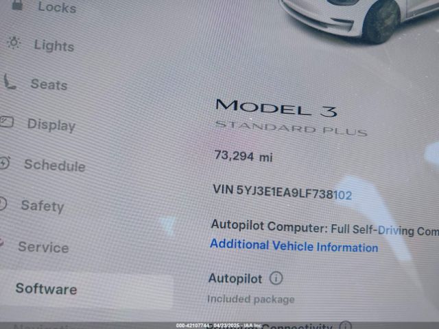 5YJ3E1EA9LF738102 Tesla Model 3 Standard Range Plus Rear-wheel Drive/standard Range Rear-wheel Drive