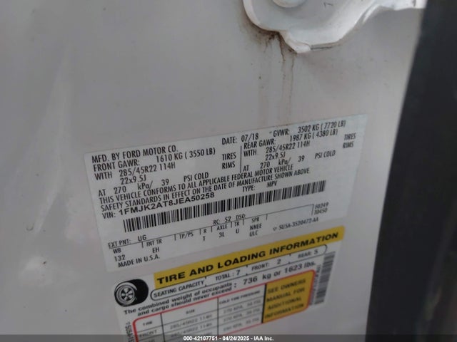 1FMJK2AT8JEA50258 Ford 3.5l gtdi