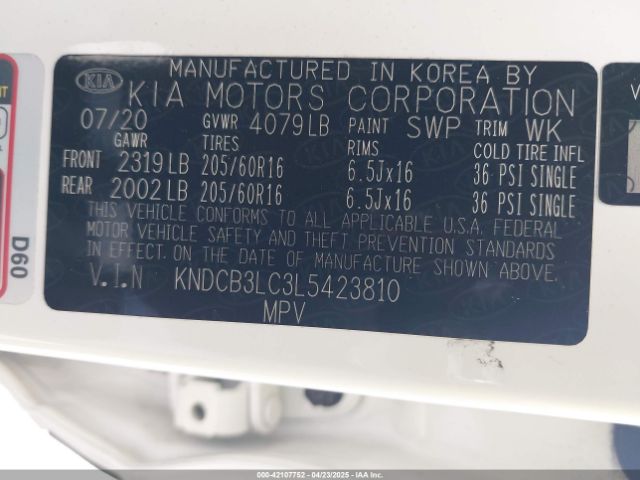 KNDCB3LC3L5423810 KIA NIRO LX
