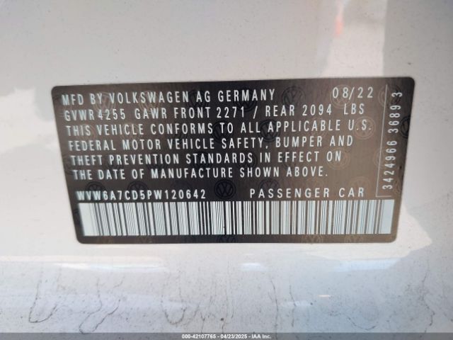 WVW6A7CD5PW120642 Volkswagen tsi