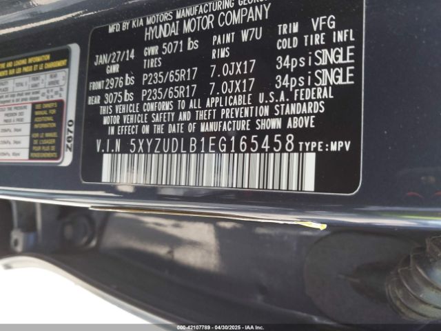 5XYZUDLB1EG165458 Hyundai Santa Fe Sport 2.4l