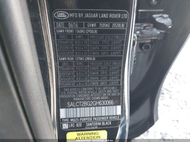 SALCT2BG2GH630066 Land Rover Discovery Sport Hse Lux