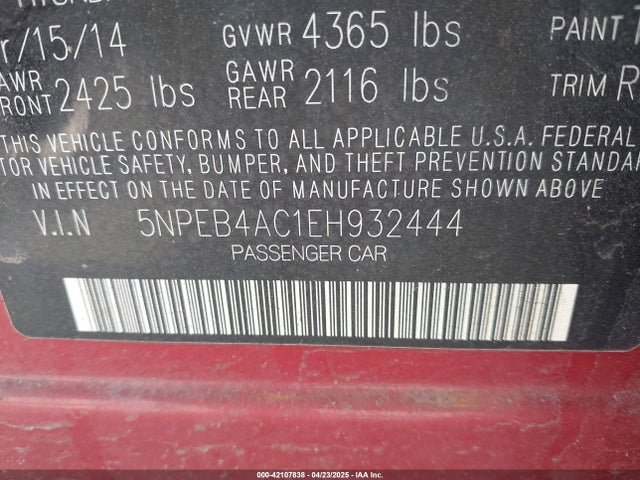 5NPEB4AC1EH932444 Hyundai SONATA GLS
