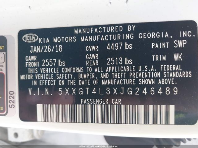 5XXGT4L3XJG246489 KIA Optima S