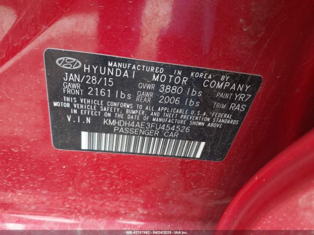 KMHDH4AE3FU454526 Hyundai Elantra Limited