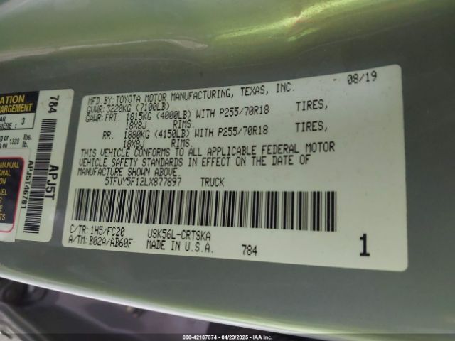 5TFUY5F12LX877897 Toyota Tundra Sr5