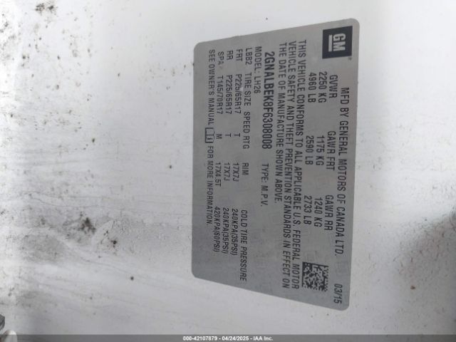 2GNALBEK8F6308008 Chevrolet EQUINOX 1LT