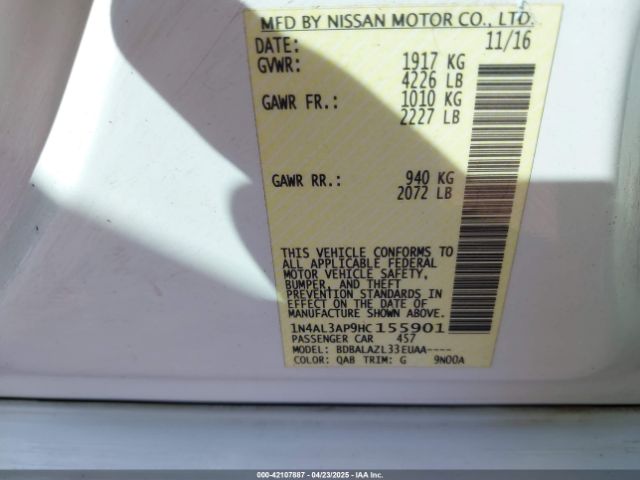 2017 NISSAN ALTIMA 1N4AL3AP9HC155901 Photo 8