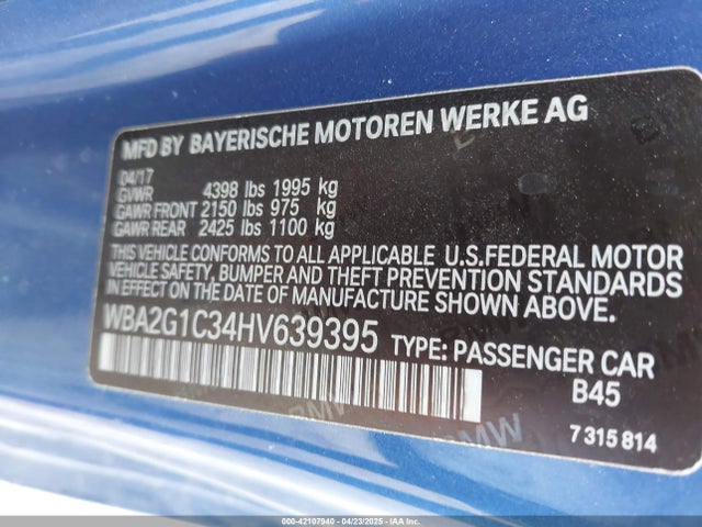 WBA2G1C34HV639395 BMW M240i