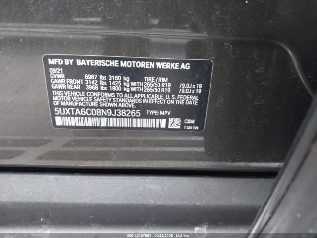 5UXTA6C08N9J38265 BMW X5