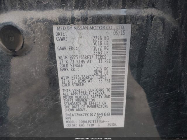 5N1AT2MK7FC879468 Nissan ROGUE S