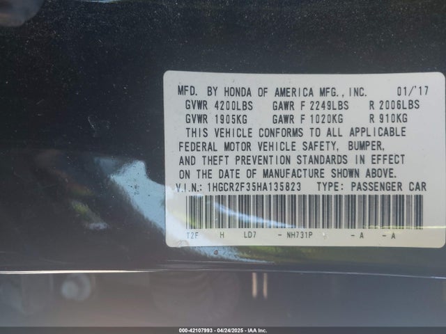 1HGCR2F35HA135823 Honda ACCORD LX