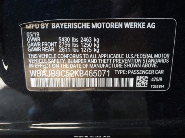 WBAJB9C52KB465071 BMW M550i Xdrive