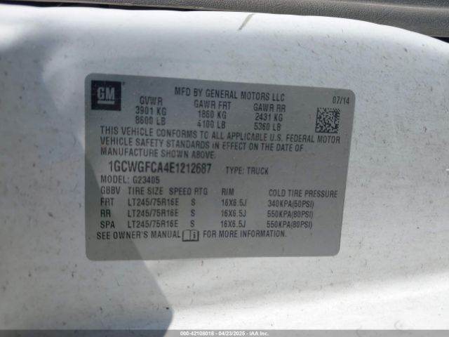 1GCWGFCA4E1212687 Chevrolet Express 2500 Work Van