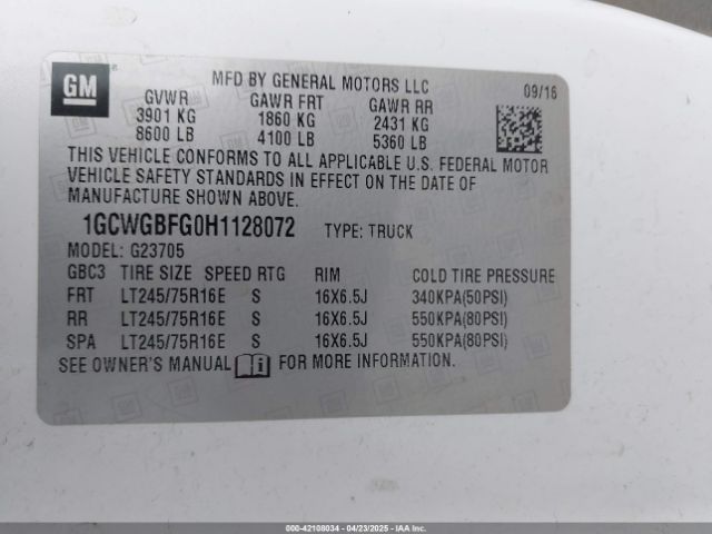 1GCWGBFG0H1128072 Chevrolet Express 2500 Work Van
