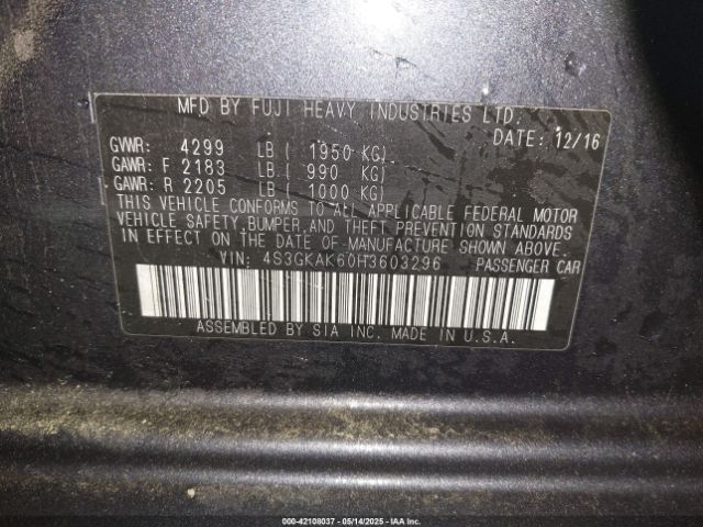 2017 SUBARU IMPREZA 4S3GKAK60H3603296 Photo 8