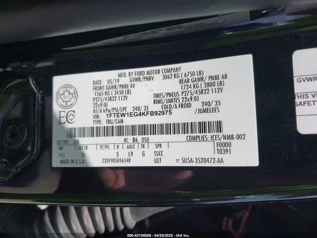 1FTEW1EG4KFB92975 Ford gtdi