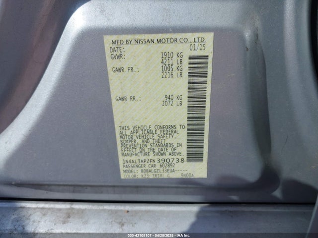 1N4AL3AP2FN390738 Nissan Altima 2.5 S