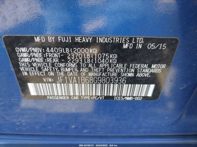 JF1VA1B68G9803936 Subaru WRX