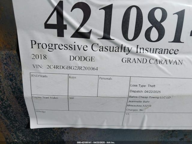 2018 DODGE GRAND CARAVAN 2C4RDGBG2JR201064 Photo 8