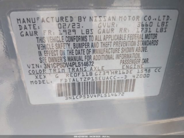 3N1CP5DV4PL514672 Nissan Kicks Sr Xtronic Cvt