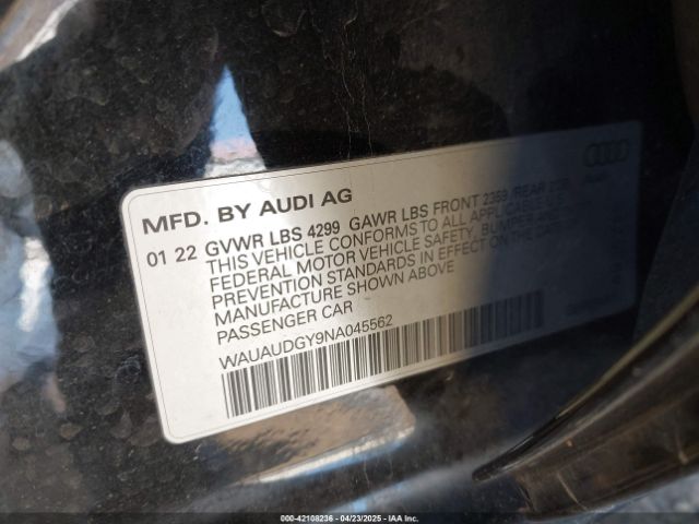 WAUAUDGY9NA045562 Audi A3 Premium 40 Tfsi Front-wheel Drive S Tronic