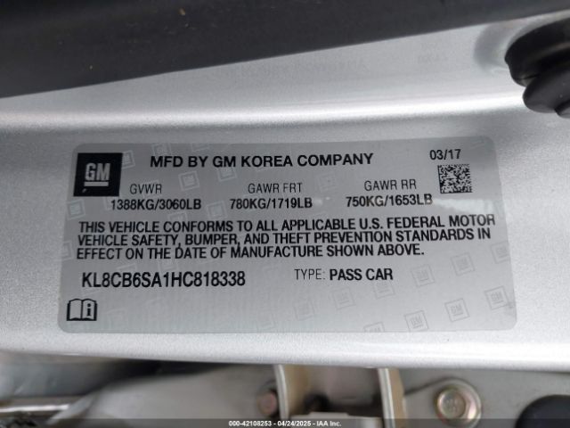 KL8CB6SA1HC818338 Chevrolet Spark Ls Cvt