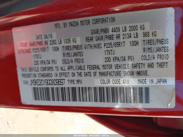 JM3KE2CY9G0809697 Mazda Cx-5 Touring
