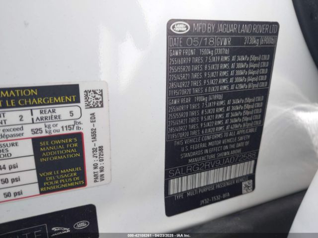 SALRG2RV9JA072588 Land Rover Discovery Se