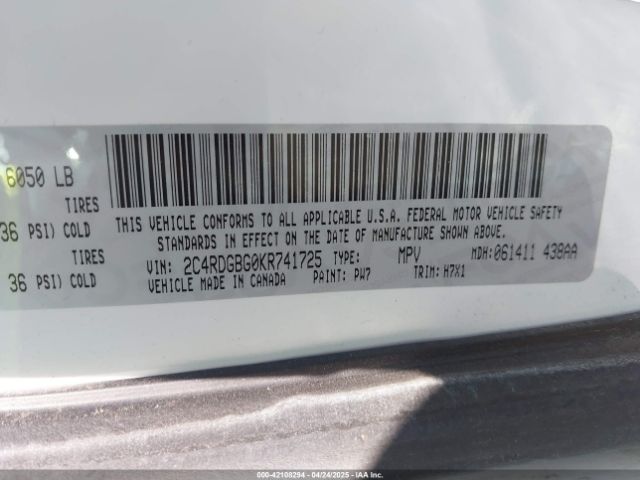 2C4RDGBG0KR741725 Dodge Grand Caravan Se