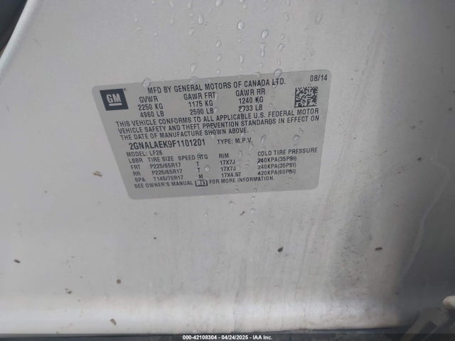 Chevrolet EQUINOX LS 2015 2GNALAEK9F1101201 Image 9