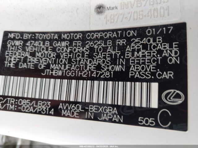 JTHBW1GG1H2147281 Lexus ES 300H