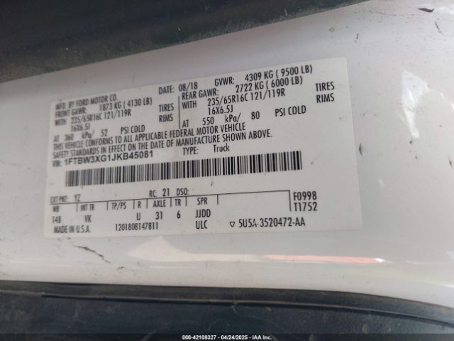 1FTBW3XG1JKB45081 Ford Transit-350