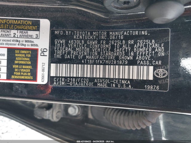 4T1BF1FK7HU281879 Toyota CAMRY LE