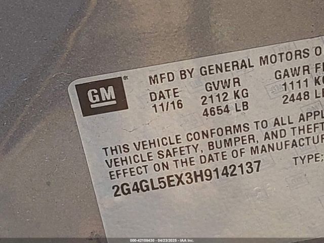 2G4GL5EX3H9142137 Buick Regal Turbo Sport Touring