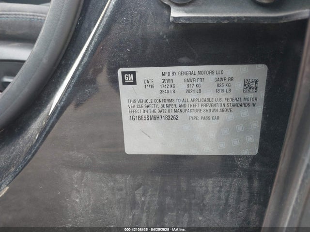 1G1BE5SM6H7183262 Chevrolet Cruze Lt Auto