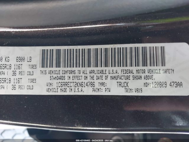 1C6RRECT2KN614786 RAM 1500 Tradesman  4x2 6'4 Box