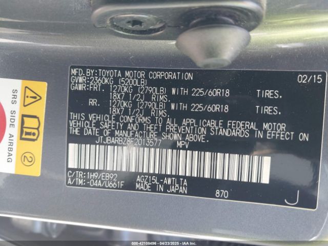 JTJBARBZ8F2013577 Lexus Nx 200t F Sport