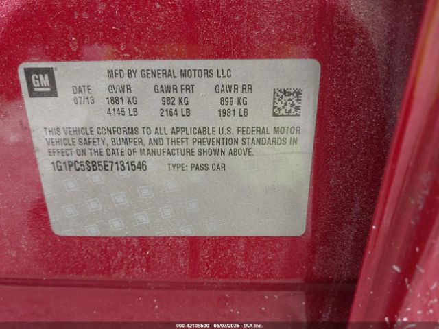 1G1PC5SB5E7131546 Chevrolet Cruze 1lt Auto