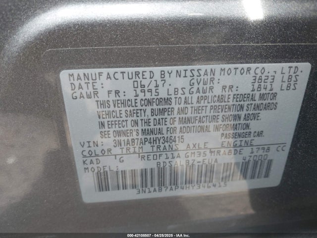 3N1AB7AP4HY346415 Nissan SENTRA S