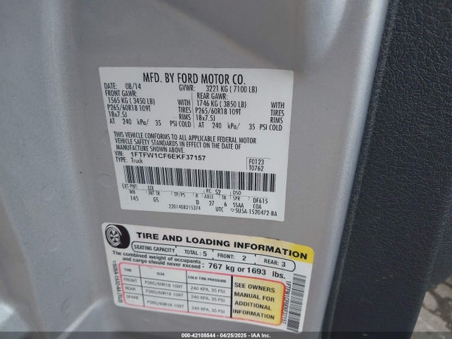 1FTFW1CF6EKF37157 Ford F-150 Xlt