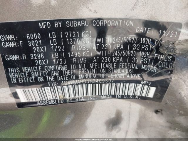 4S4WMARD1N3409507 Subaru Ascent Touring