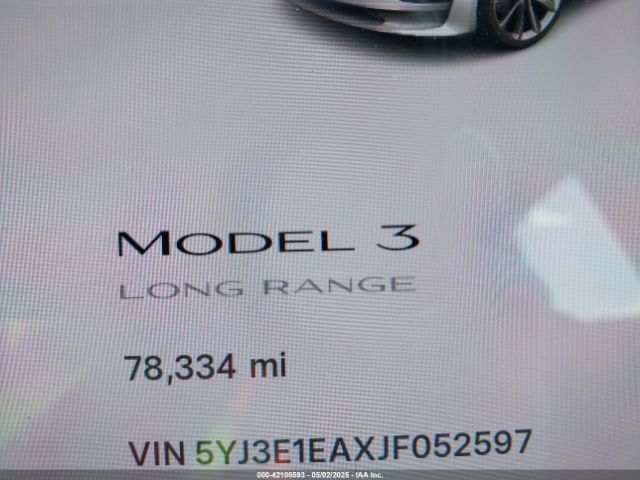 5YJ3E1EAXJF052597 Tesla Model 3 Long Range/mid Range