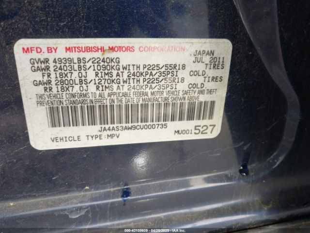 2012 MITSUBISHI OUTLANDER JA4AS3AW9CU000735 Photo 8