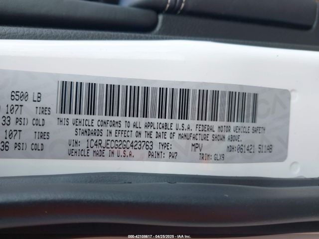 1C4RJECG2GC423763 Jeep Grand Cherokee Overland