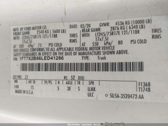 1FT7X2B66LED41286 Ford F-250 Xl